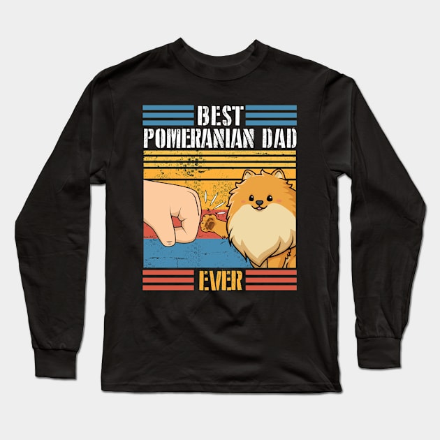 Pomeranian Dog And Daddy Hand To Hand Best Pomeranian Dad Ever Dog Father Parent July 4th Day Long Sleeve T-Shirt by joandraelliot